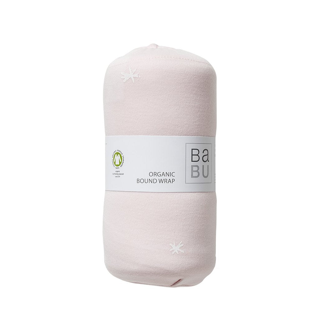 Babu Pure Organic Cotton Baby Wrap Shell Pink Star - UrbanBaby shop