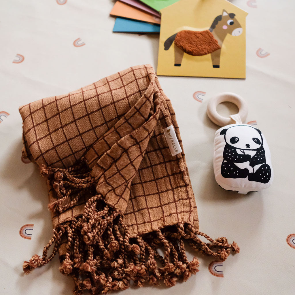 Fabelab Baby Blanket Grid - Caramel - UrbanBaby shop