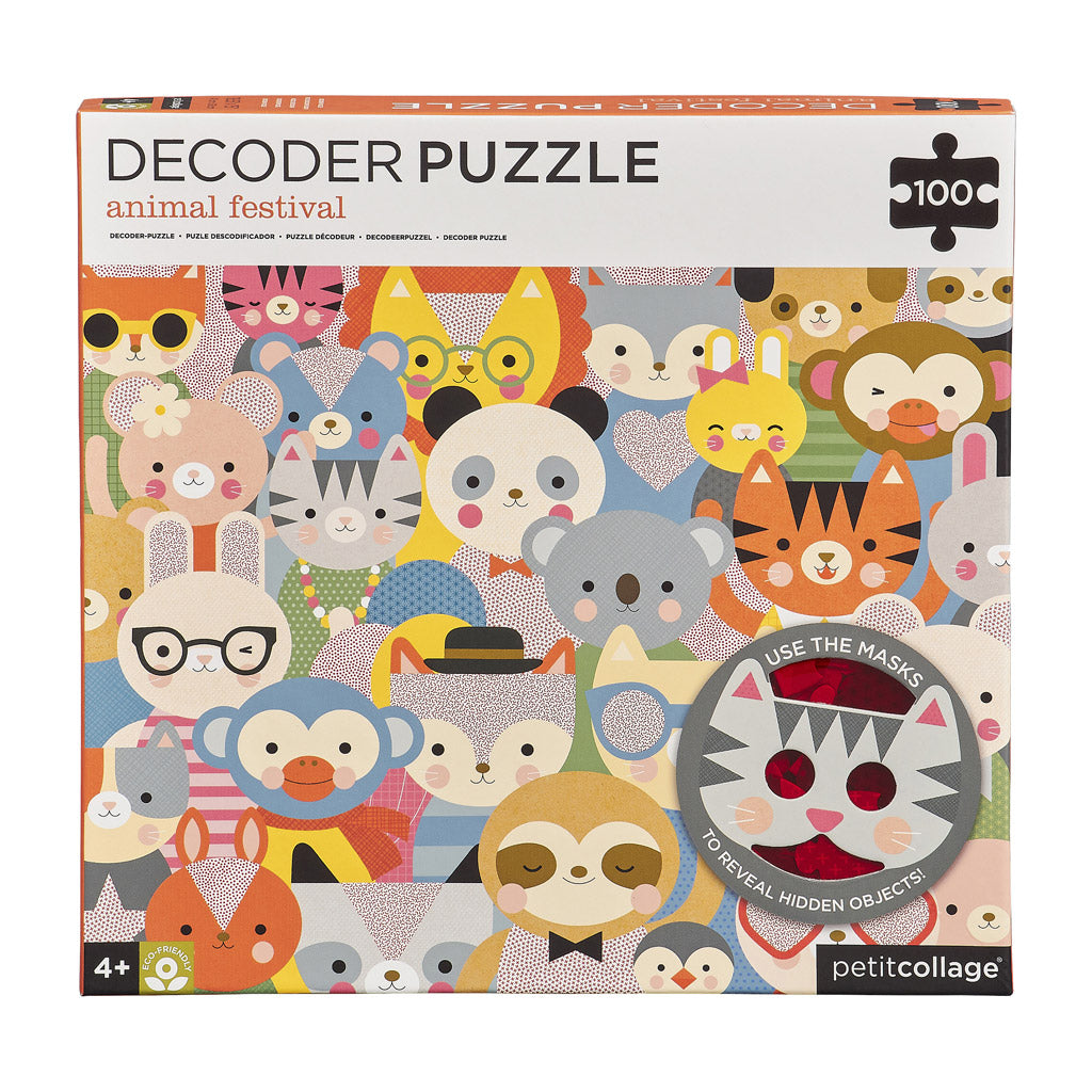 Petit Collage Decoder Puzzle 100pc Animal Festival - UrbanBaby shop