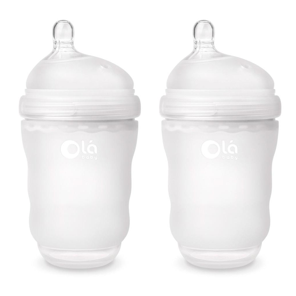 OlaBaby Silicone Gentle Bottle 240ml 2pk Frost - UrbanBaby shop