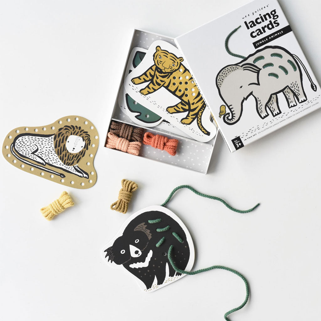 Wee Gallery Lacing Cards - Jungle Animals - UrbanBaby shop