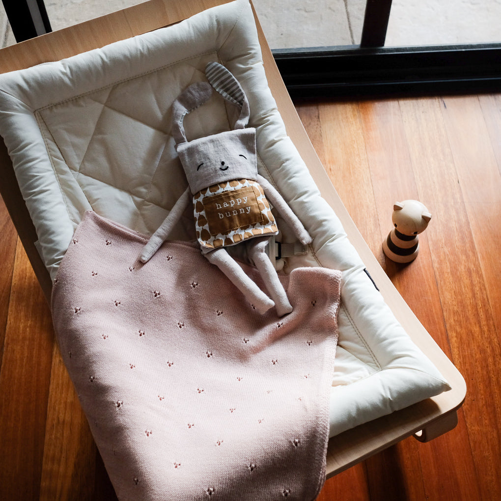 Mushie Knitted Organic Blanket Pointelle Blush - UrbanBaby shop