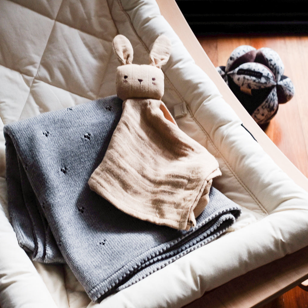 Mushie Knitted Organic Blanket Pointelle Grey Melange - UrbanBaby shop
