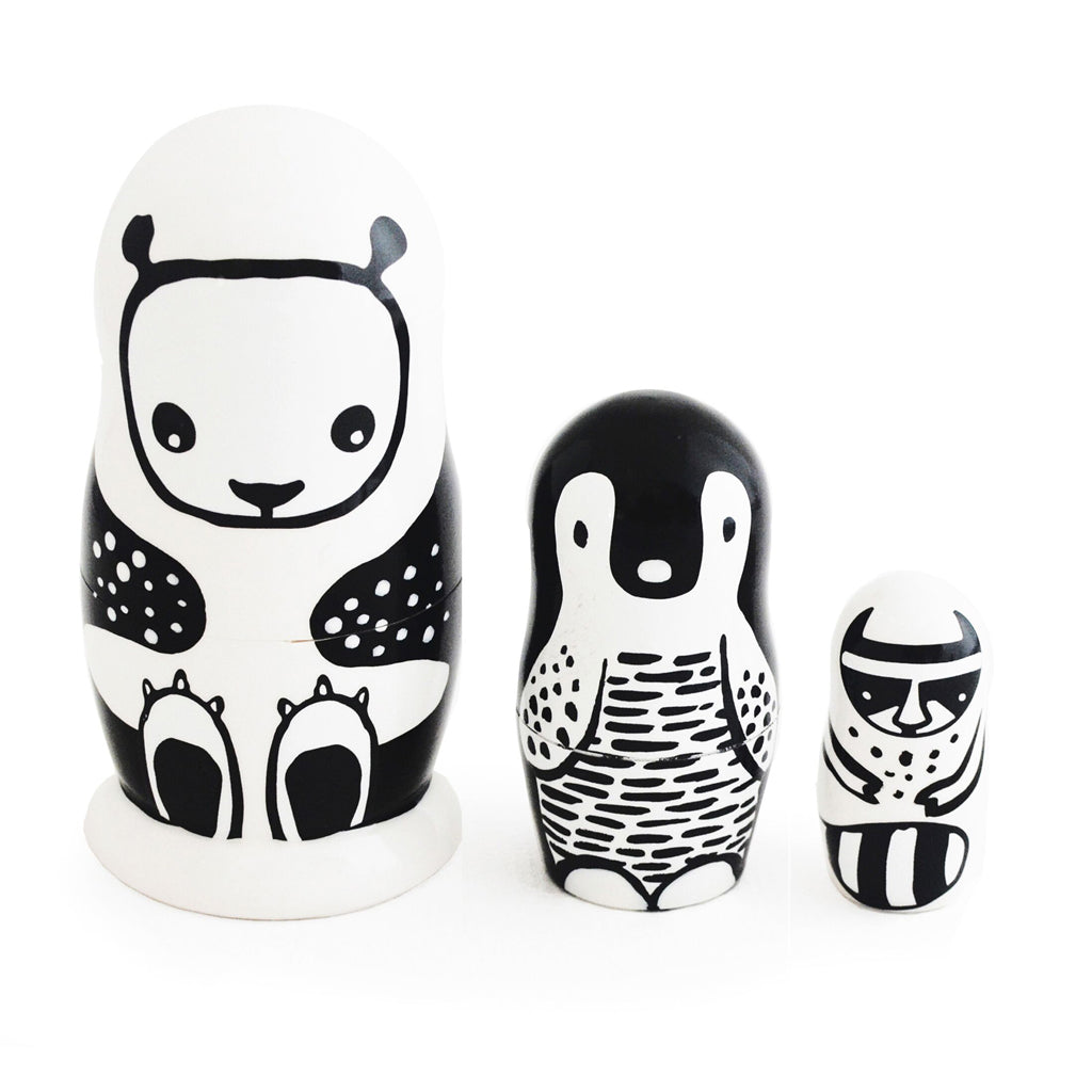 Wee Gallery Nesting Dolls - Panda Penguin Raccoon - UrbanBaby shop