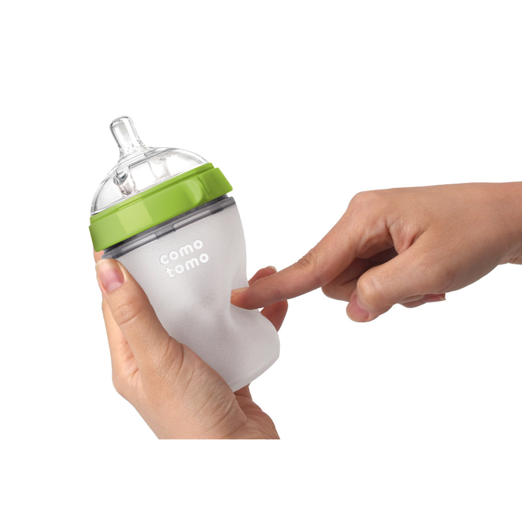 Comotomo Silicone Baby Bottle 250ml 2pk Green - UrbanBaby shop
