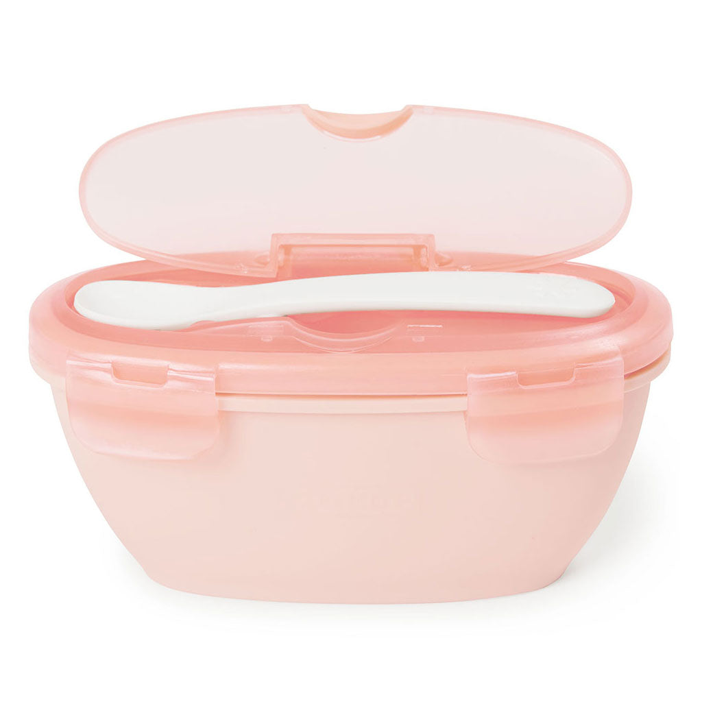 Skip Hop Easy-Serve Travel Bowl and Spoon - Soft Coral - UrbanBaby shop