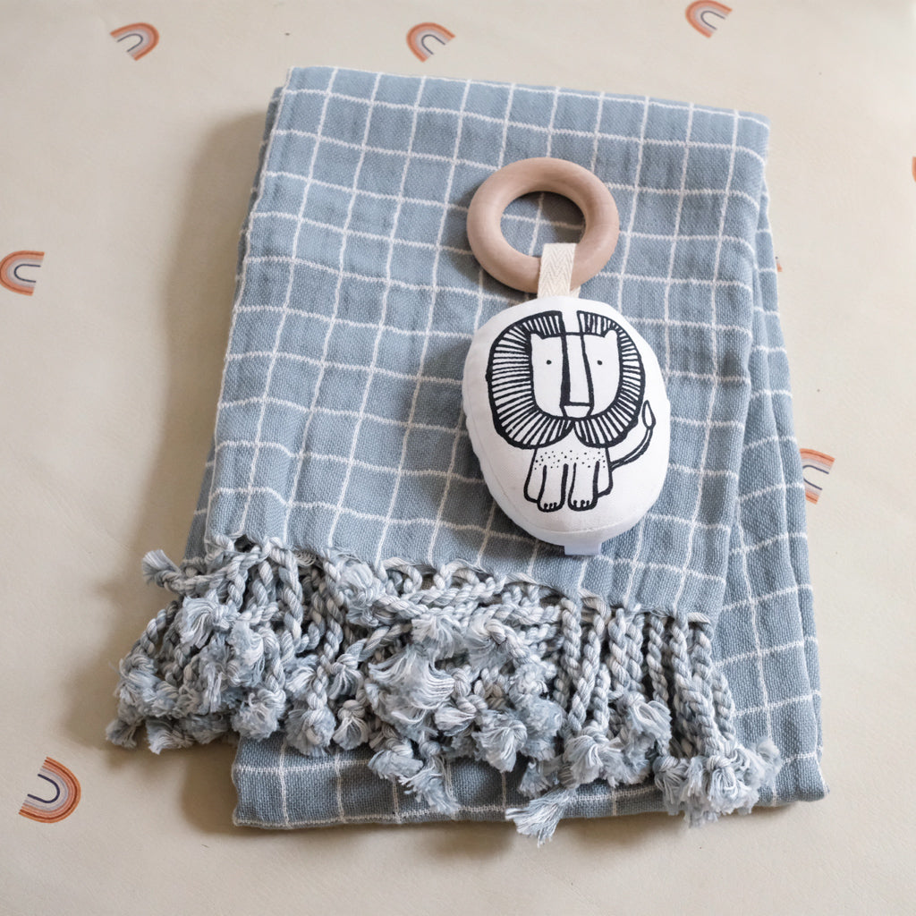 Fabelab Baby Blanket Grid - Cottage Blue - UrbanBaby shop