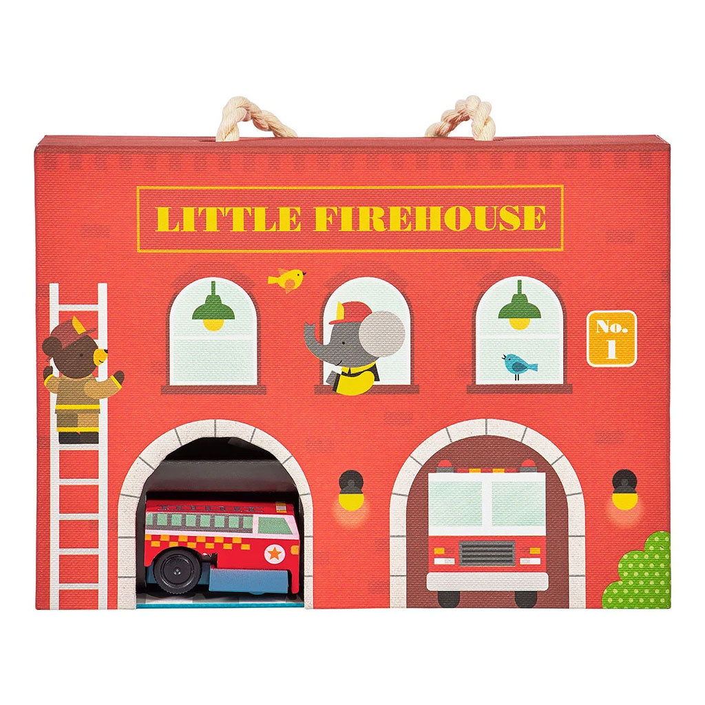 Petit Collage Wind Up and Go Playset - Fire Station - UrbanBaby shop