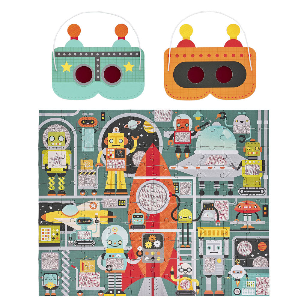 Petit Collage Decoder Puzzle 100pc - Robot Factory - UrbanBaby shop