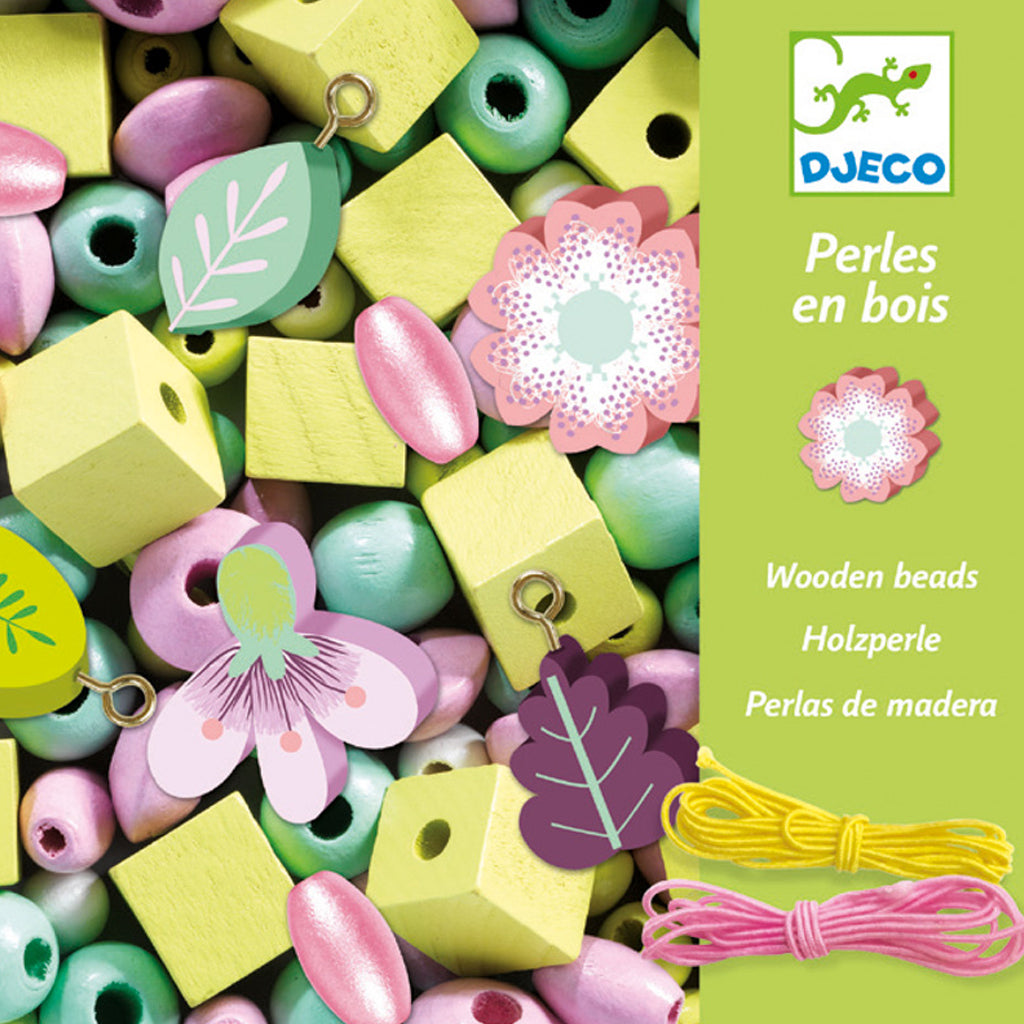 Djeco Wooden Beads - Leaves and Flowers- UrbanBaby shop